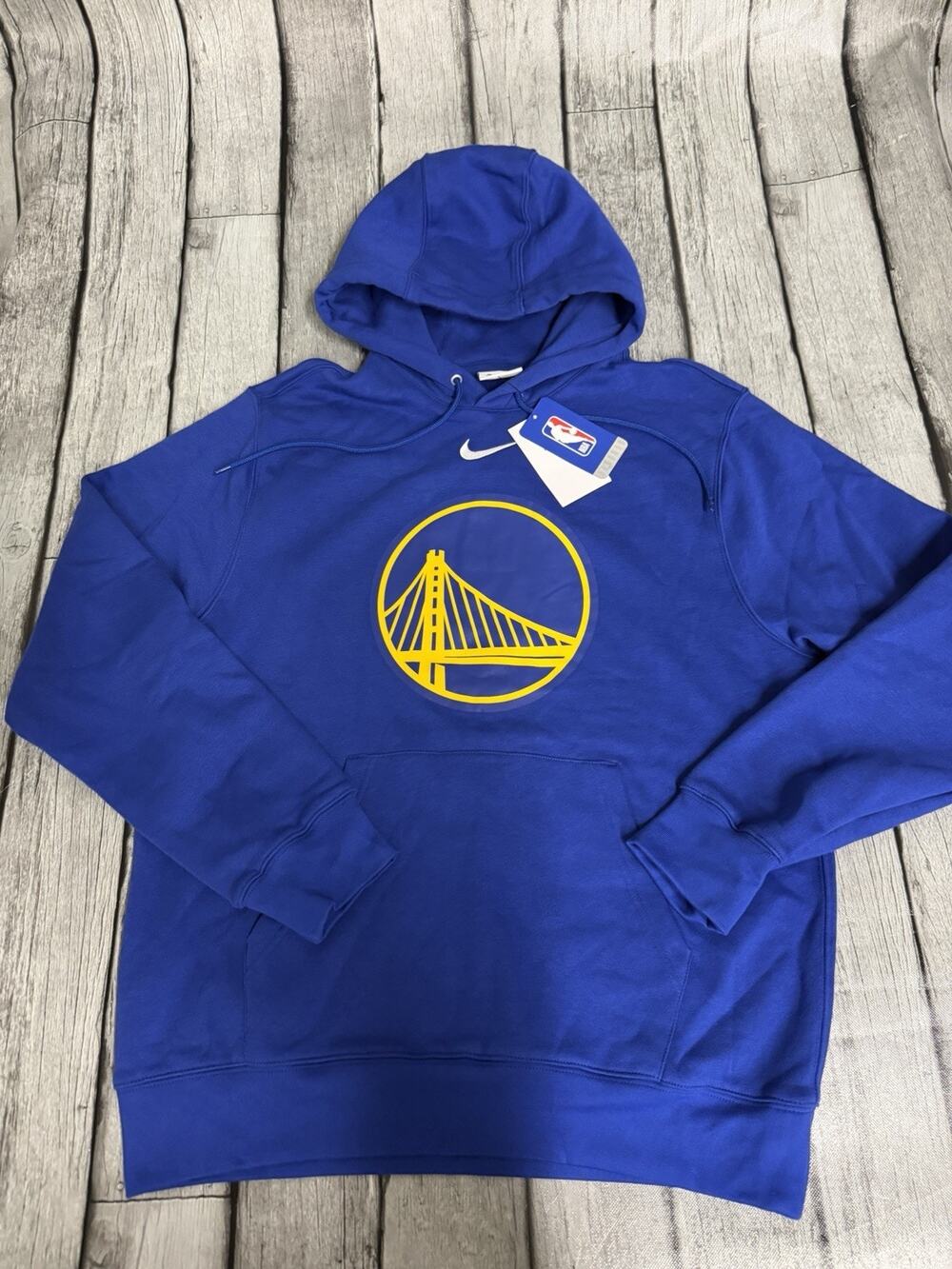 NWT Men's Nike Golden State Warriors Club Fleece Pullover Hoodie Medium Blue